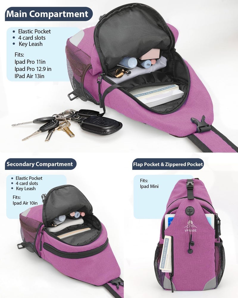 VPBAGE Store Structured Sling Backpack with Oversized Strap Pocket (Fits Power Bank) - Heavy Duty Water Resistant Crossbody Bag for Tech & Travel - Thick Padded Bottom Anti-Theft Daypack (Fits Tablet/Console) | Hiking Daypack, Small Backpack, Travel - Image 4